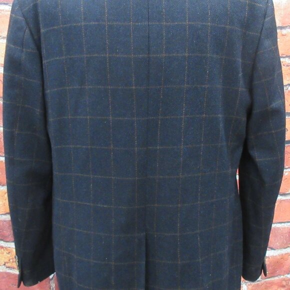 44 R- EVAN-PICONE 100% WOOL SPORT COAT BLACK & BROWN WINDOW PANE - Picture 4 of 6